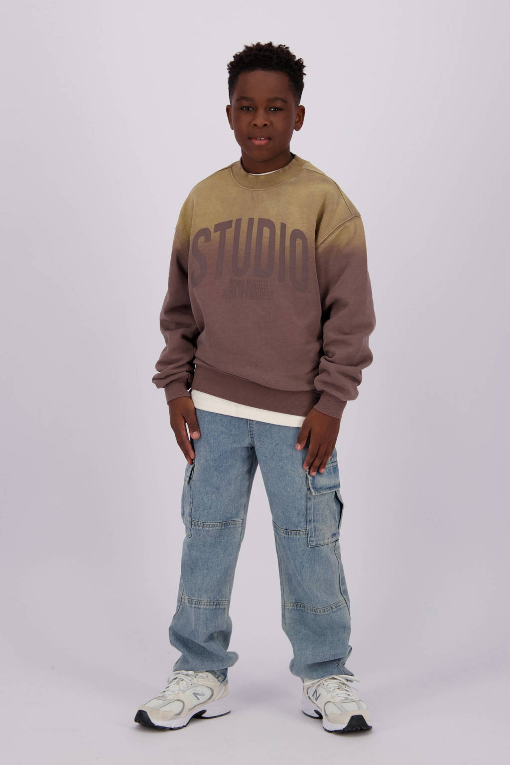 Vingino sweater Nebras met printopdruk paars/geel