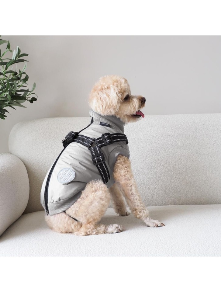 Nordic paws - Hundejakke Thor med sele - Lysegrå - Small 35cm