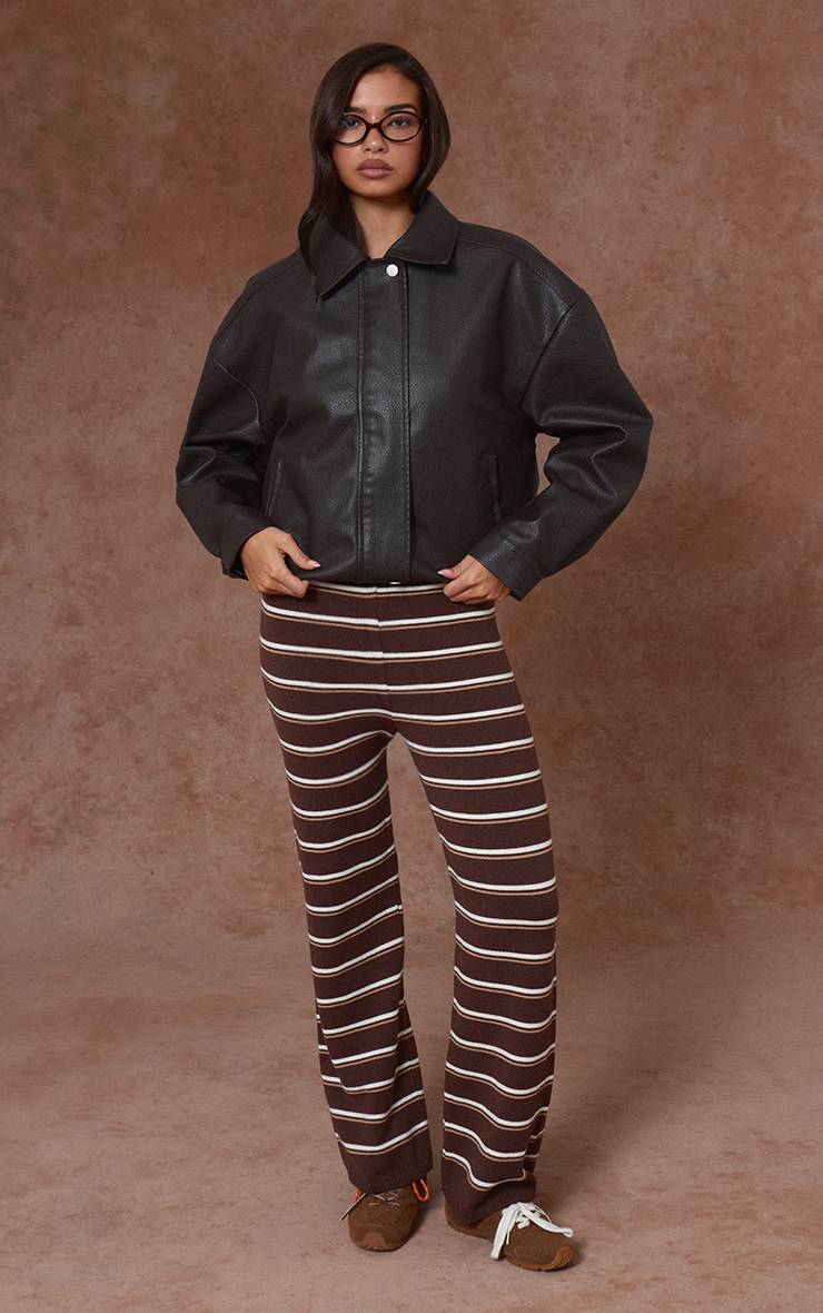 Chocolat Pantalon En Maille À Rayures