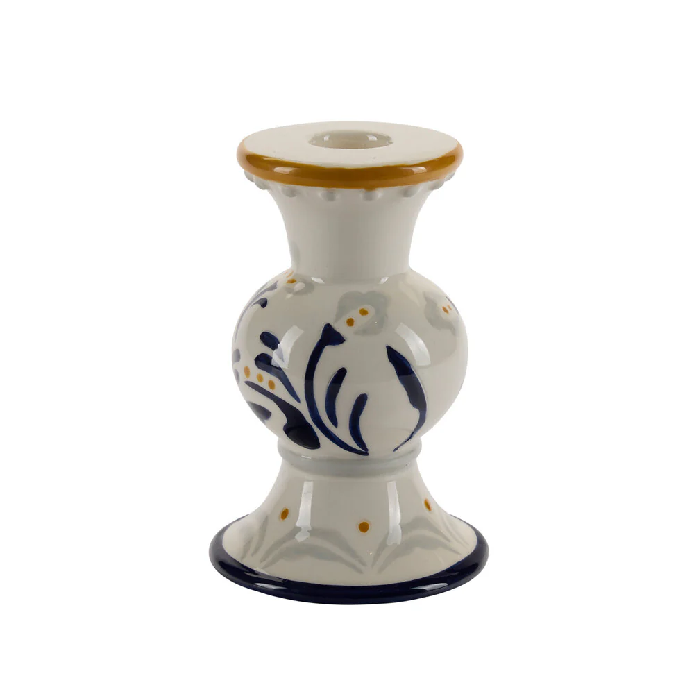 Bahne Interior  Håndmalet lysestage, hvid - H12,5 cm
