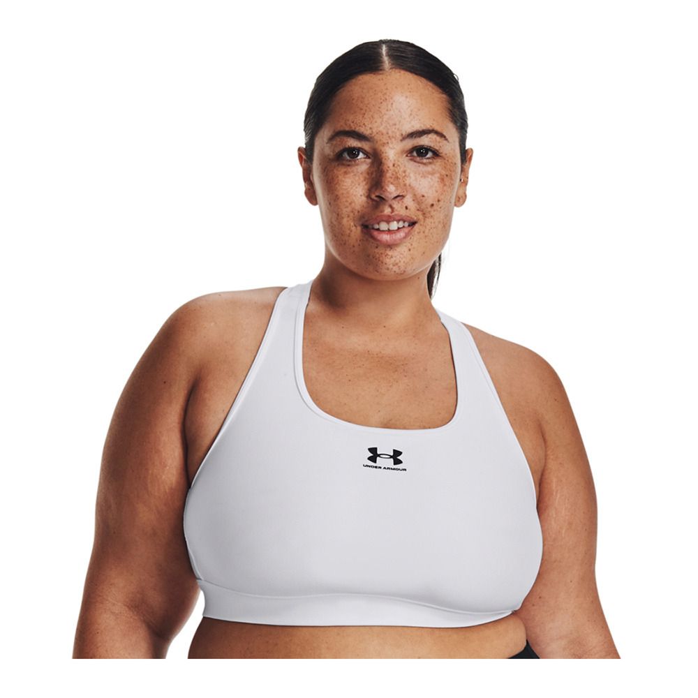 Under Armour UA HEATGEAR® ARMOUR MID PADLESS - Brassière Femme white/white/black