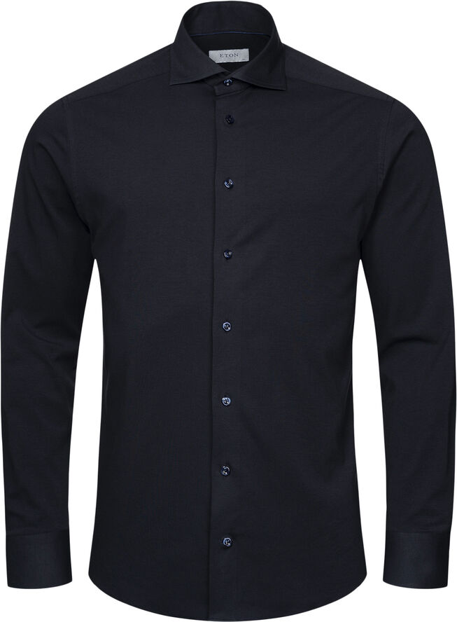 ETON Contemporary Fit Navy Blue Solid Four-Flex Stretch Shirt Blå