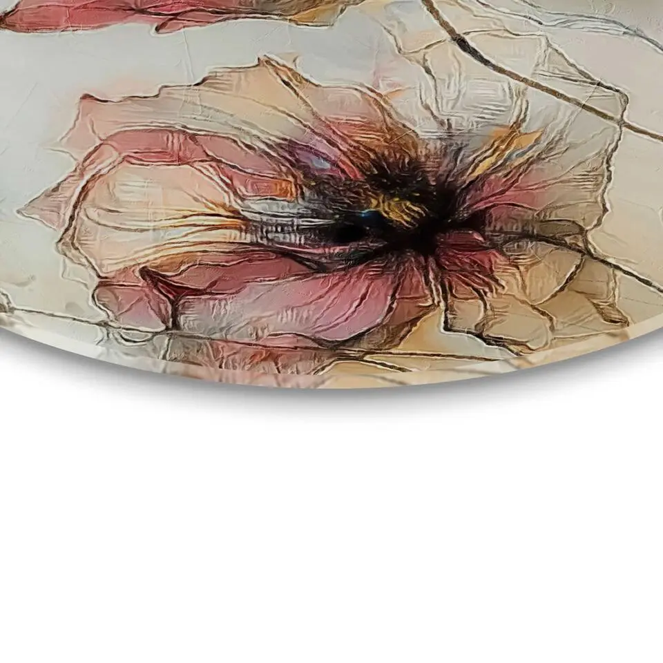 Glasschilderij Aquarel bloemen I - Ø 50cm - Roze
