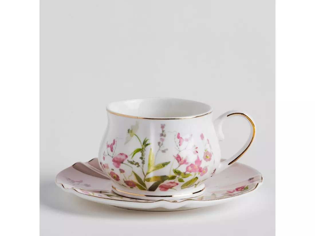 Tasse Avec Soucoupe Leira Moyen Multicolore 6 x 14.8