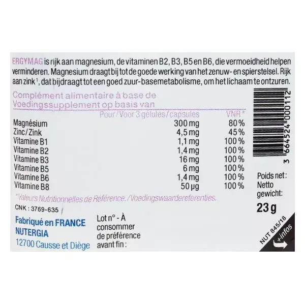 Nutergia Ergymag Magnésium 45 gélules
