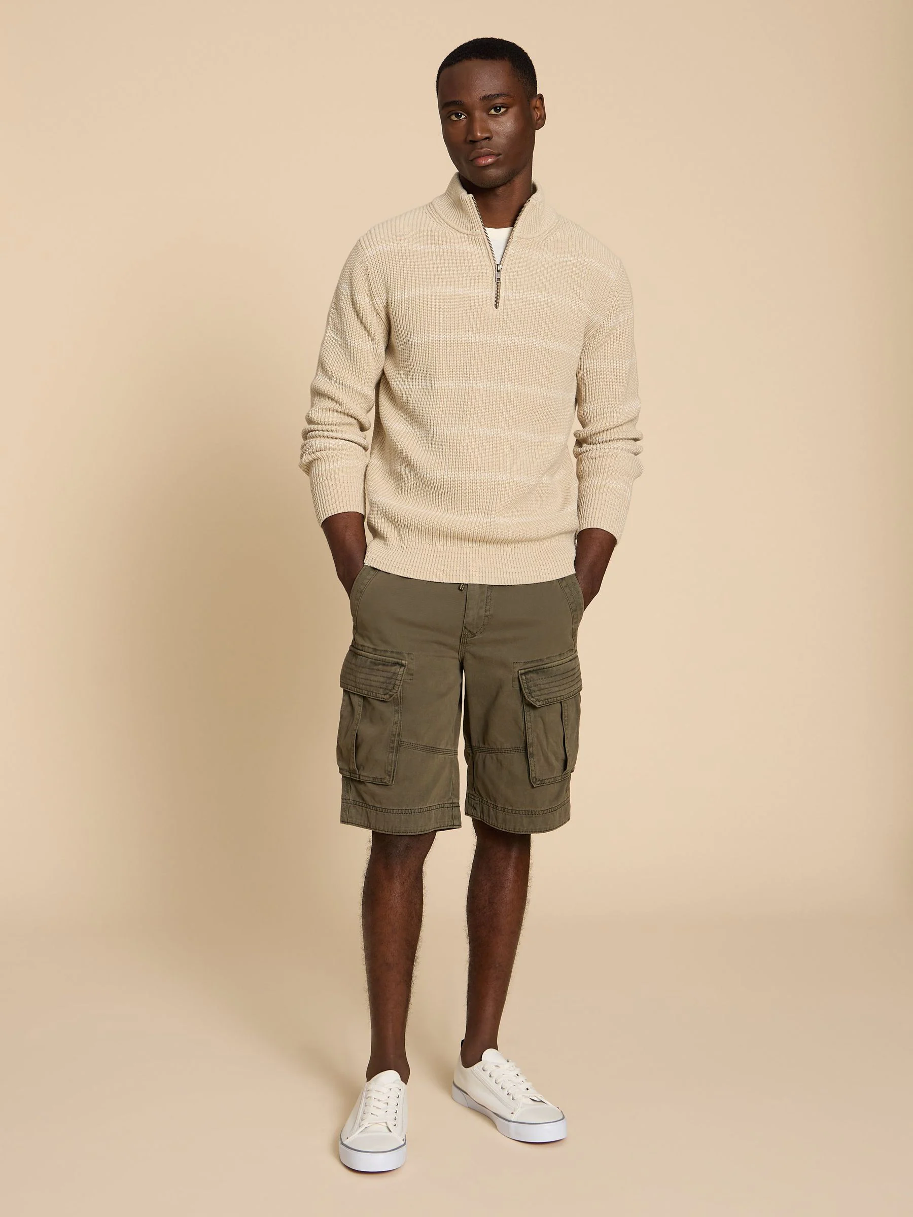 Groen - White Stuff 100% katoenen Halsall cargoshorts