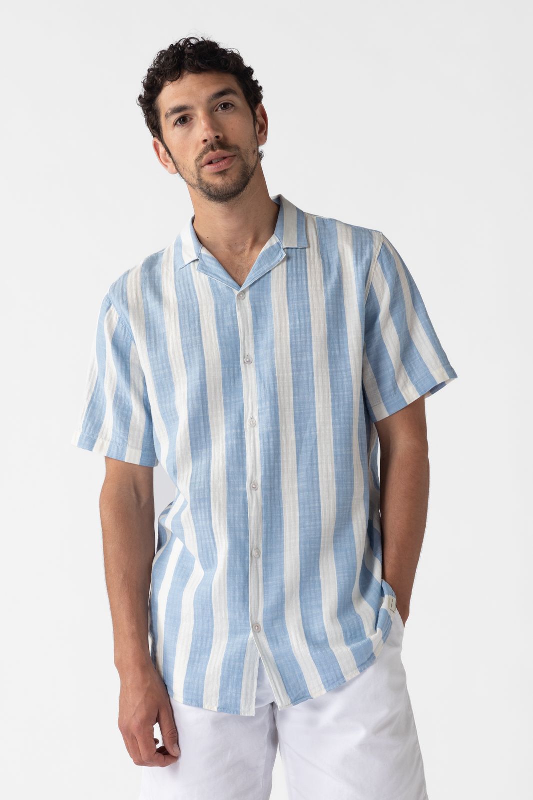 Blauw gestreept overhemd
