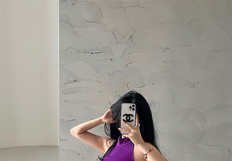 RainGirl - Mouwloze playsuit met opstaande kraag en effen kleur