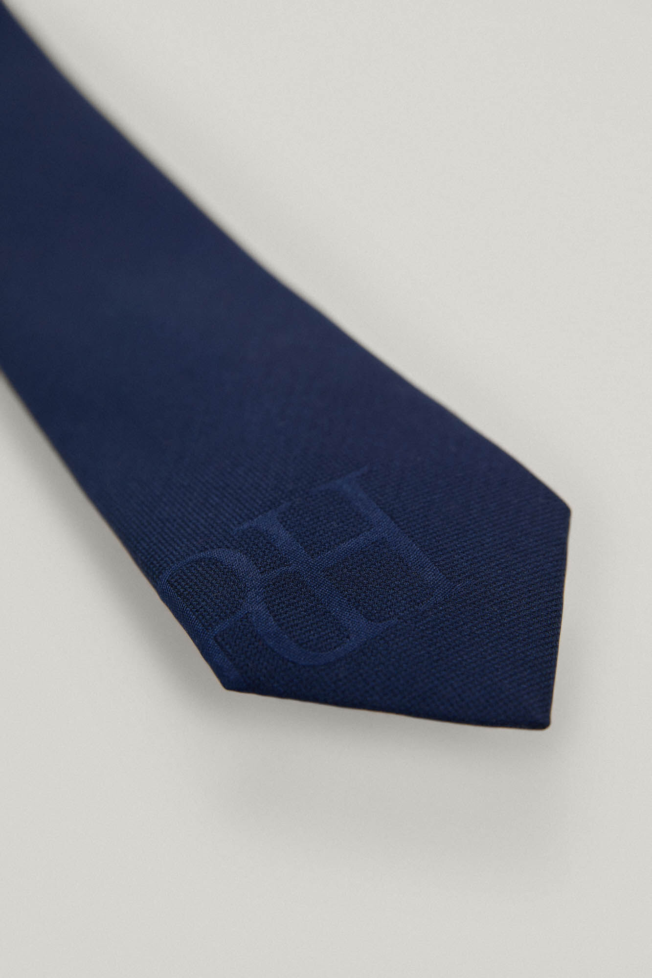 Gravata de seda com logotipo - Azul