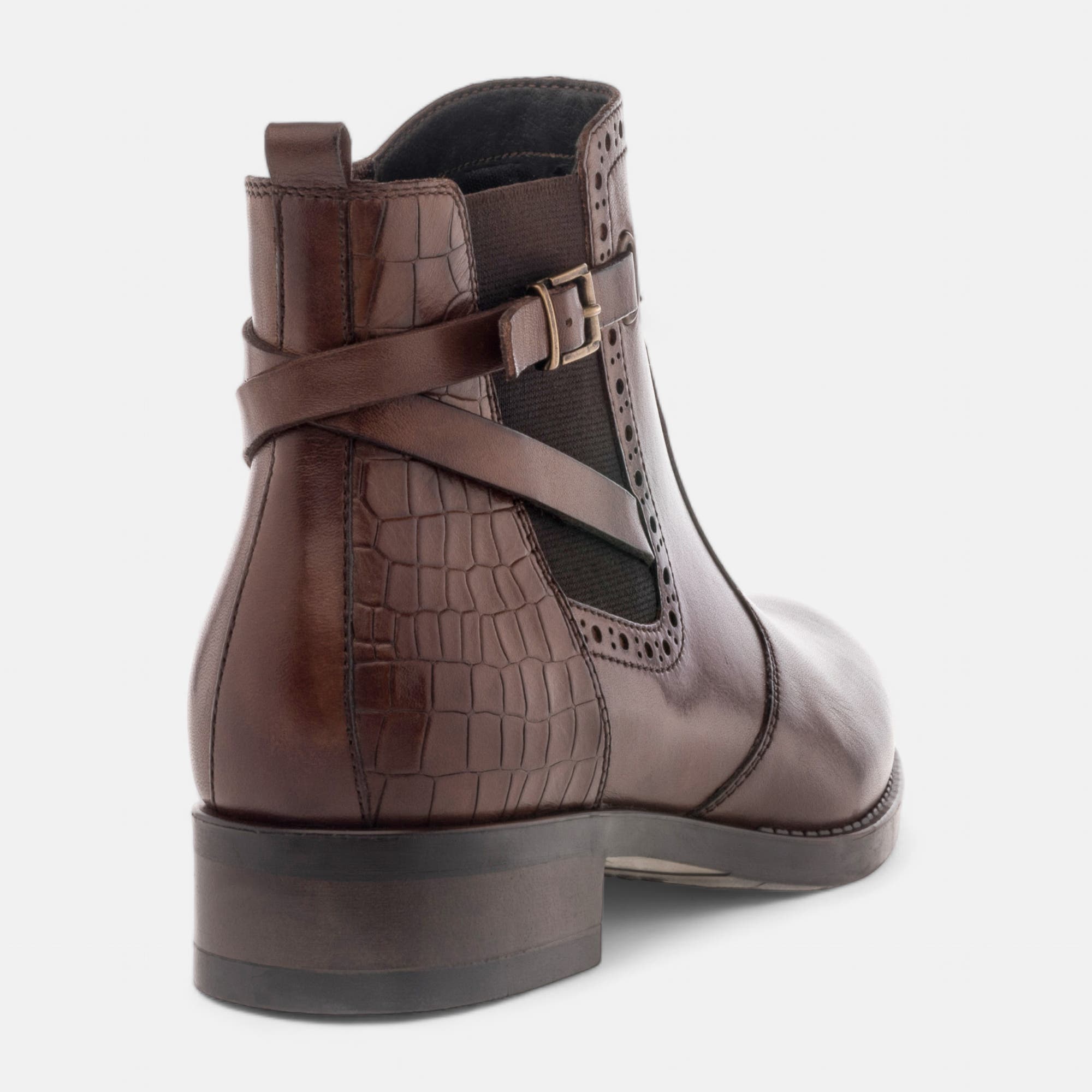 Bottines Femme en cuir cognac