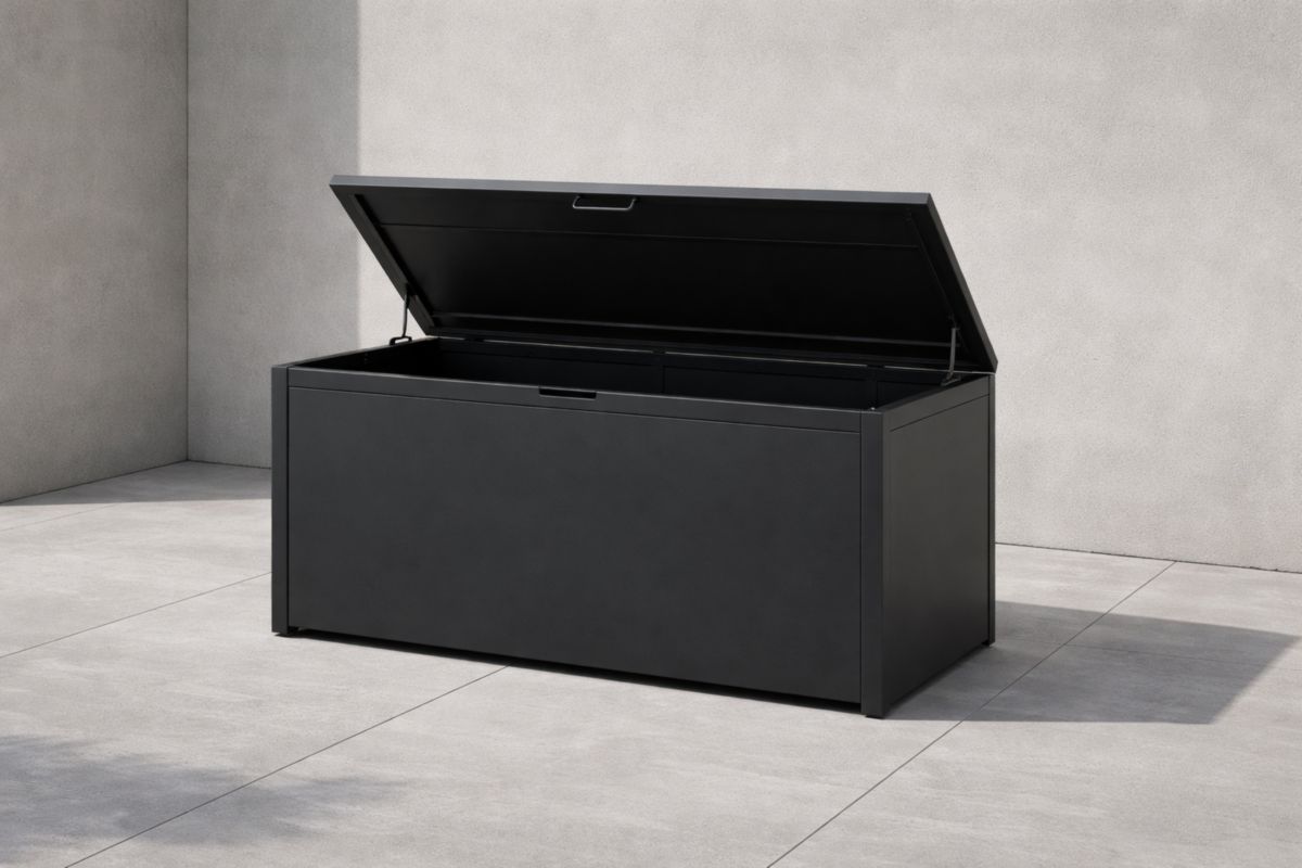 Metall Garten Aufbewahrungsbox Schwarz 160x80x70cm