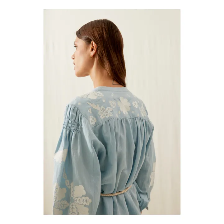 Louise Misha Robe Nilou Coton et Lin - Collection Femme | Bleu