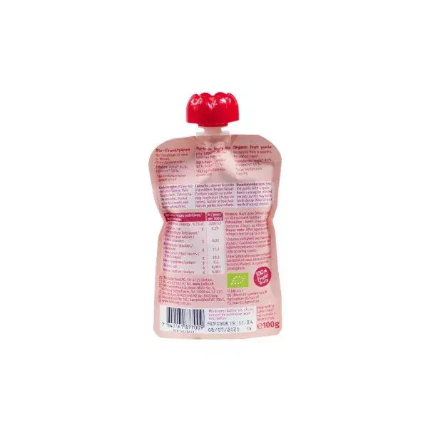 Garrafa de água Holle Organic Red Bee com maçã e morango +8m 100g