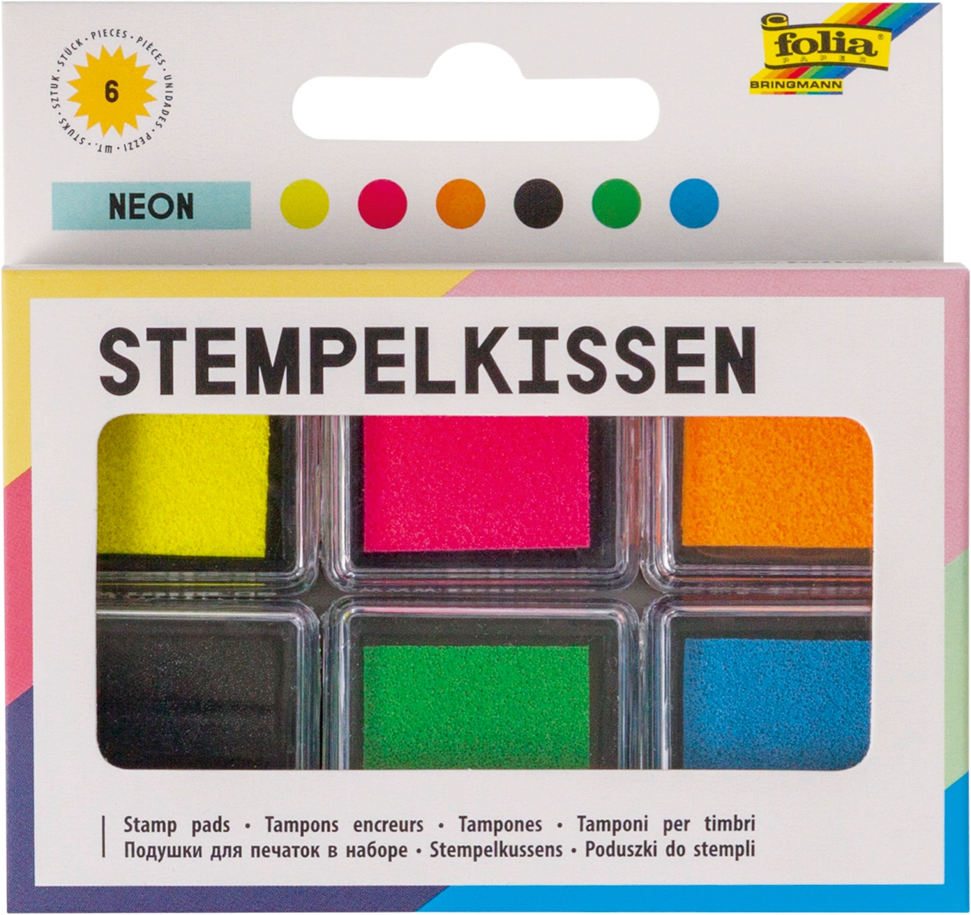 Stempelkissen-Set NEON 6-teilig in bunt