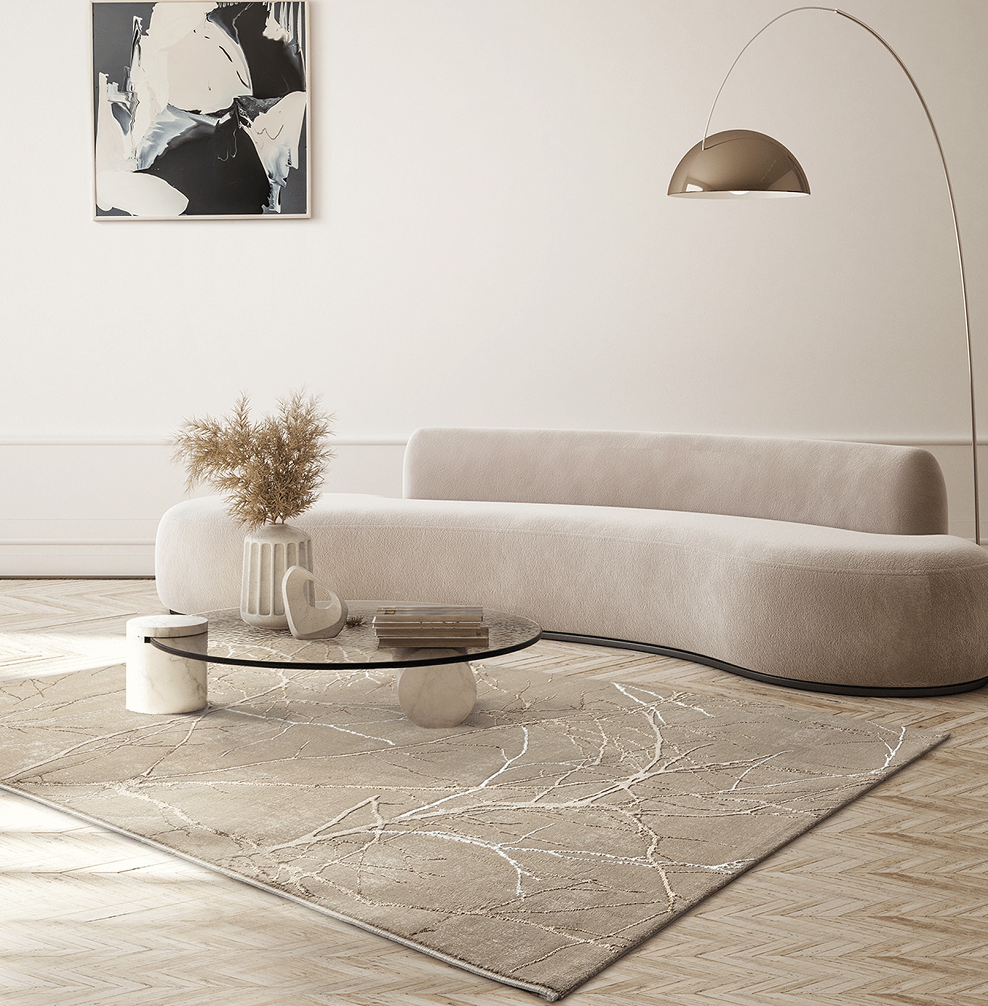 the carpet Teppich »Mila« rechteckig 8 mm Höhe moderner Wohnzimmer Teppich elegant glänzender Flor