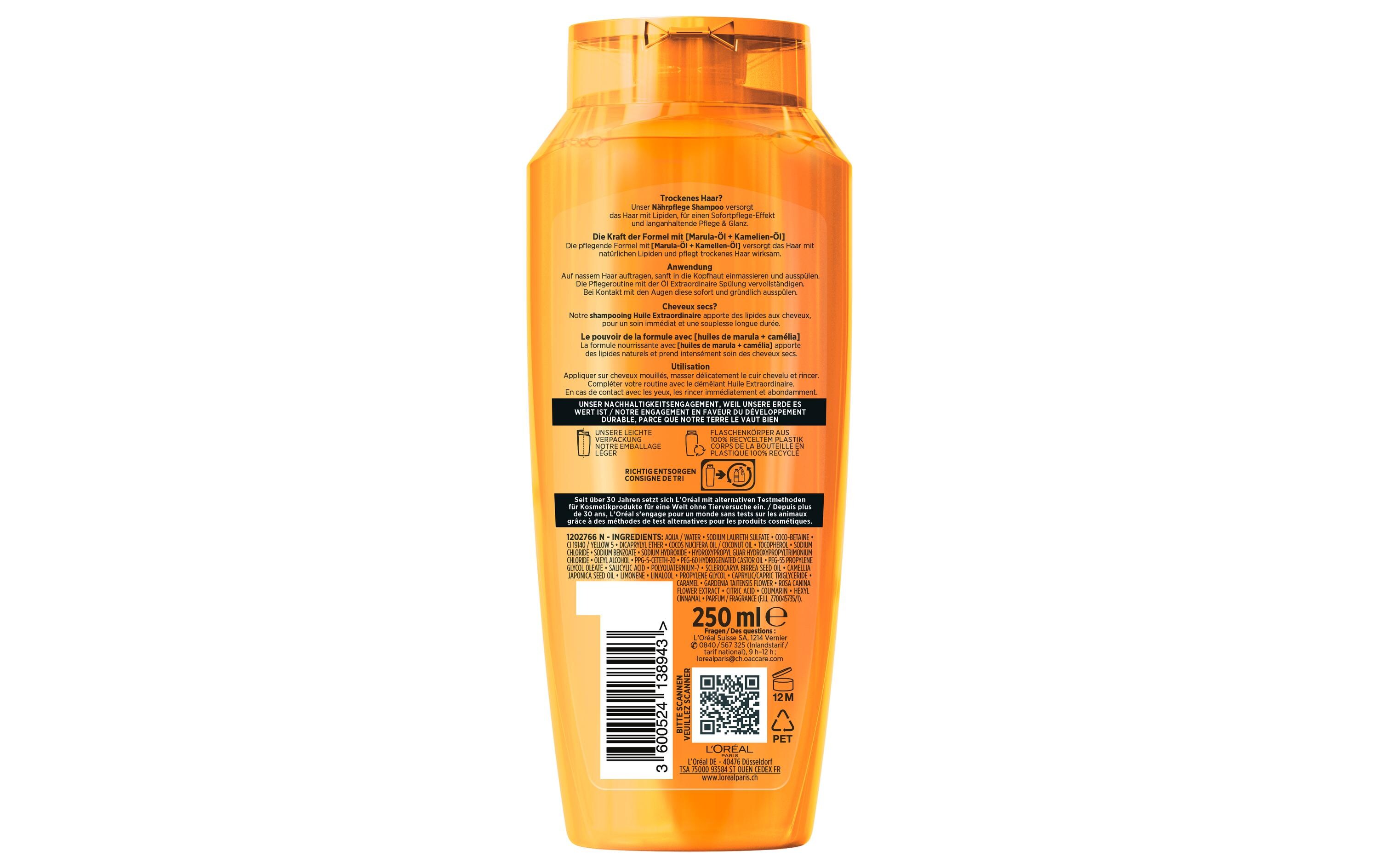 Shampoo Huile Extraordinaire 250 mlHaarshampoo verwandelt trockene Längen zu wunderschönem, fliessendem Haar