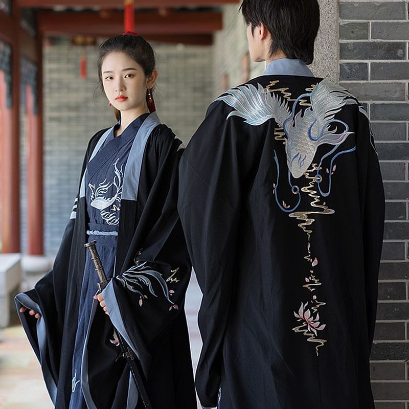 Pinocle - Bijpassende Hanfu-top met lange mouwen en borduurwerk, set