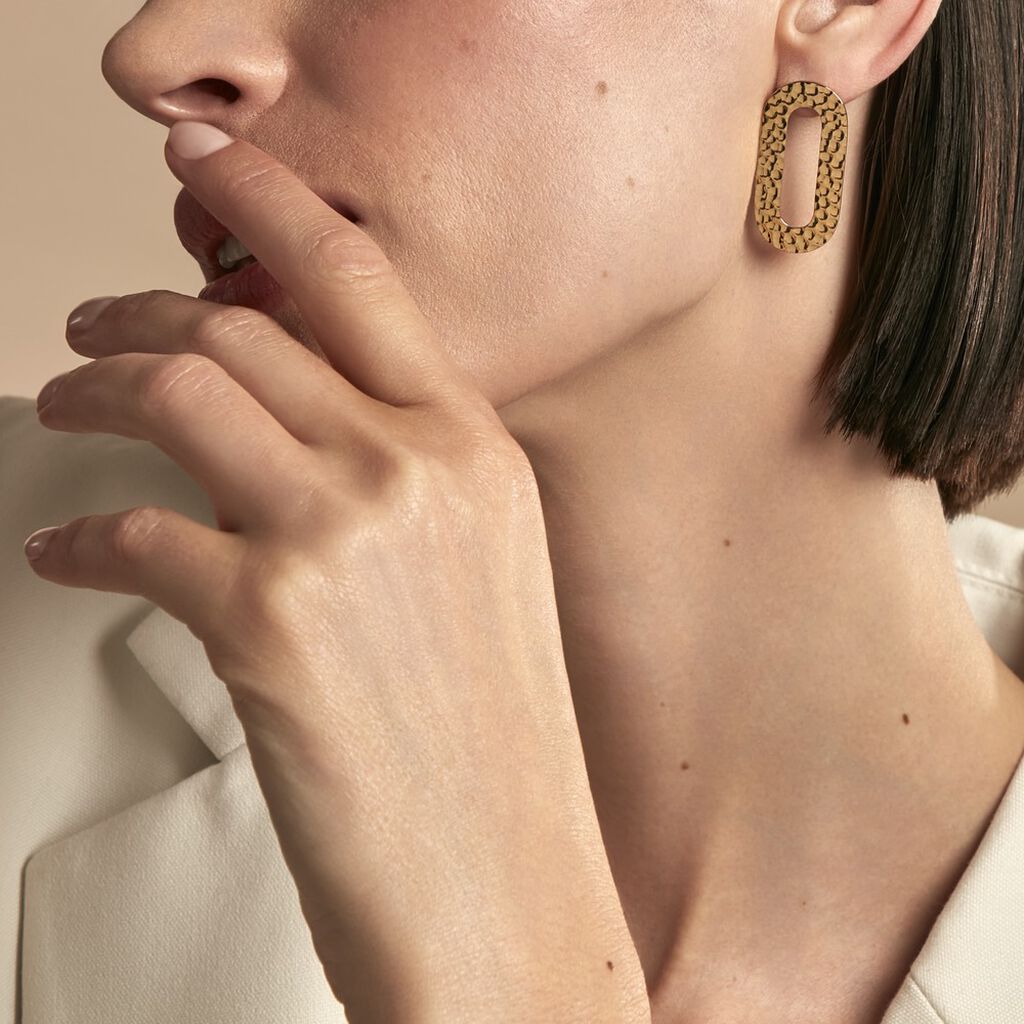 Boucles D'oreilles Puces Oren Acier Doré