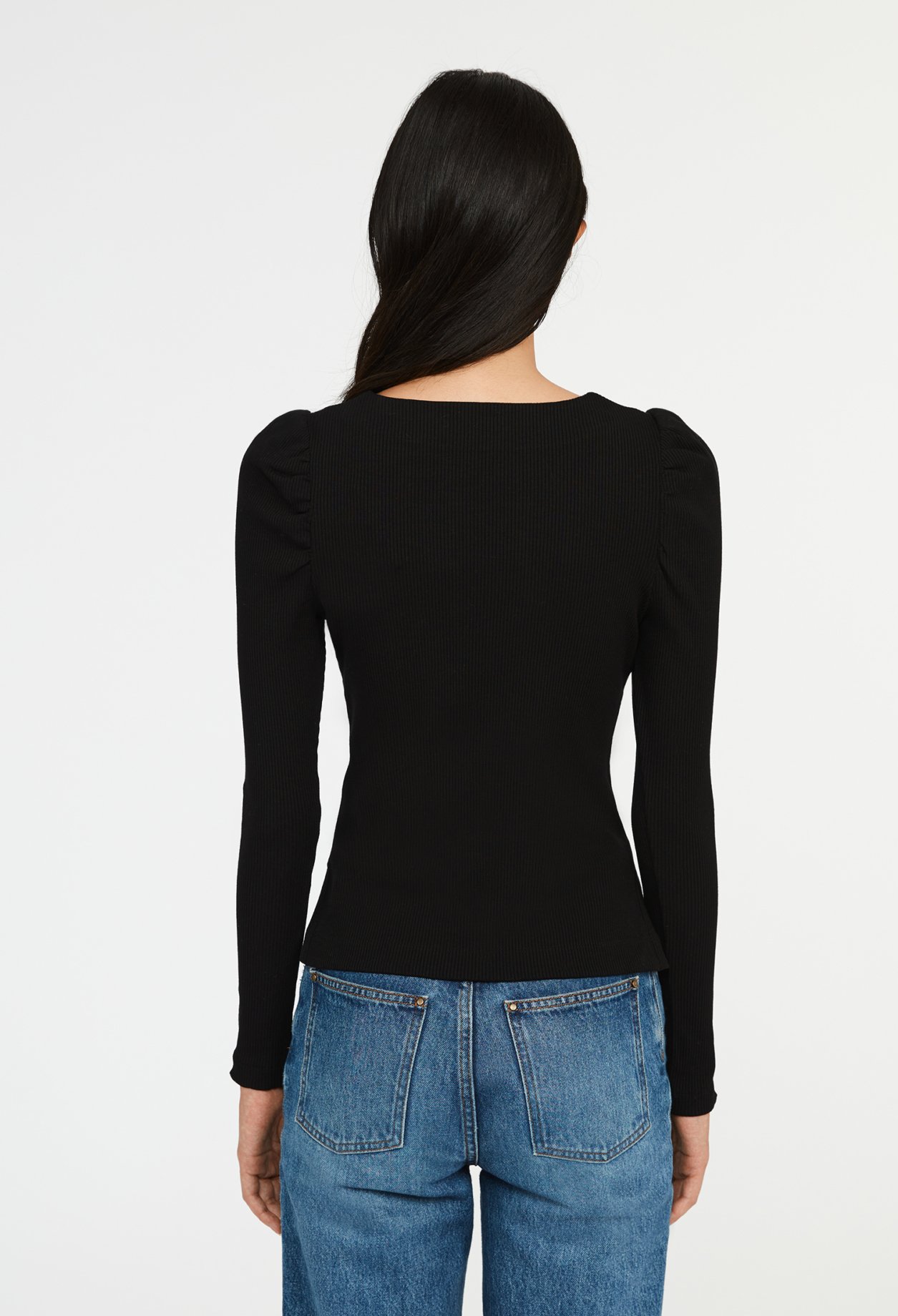 T-shirt manches longues c&ocirc;tele noir