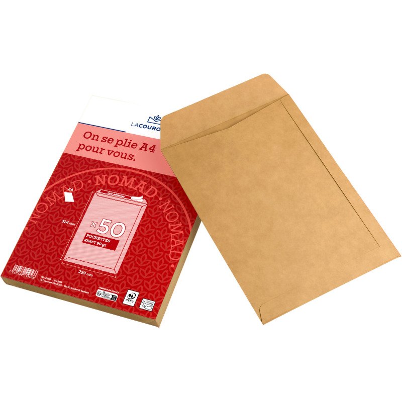 La Couronne - Pochette kraft milleraies brun 229 x 324 90 gr sans fenêtre - Boîte de 50