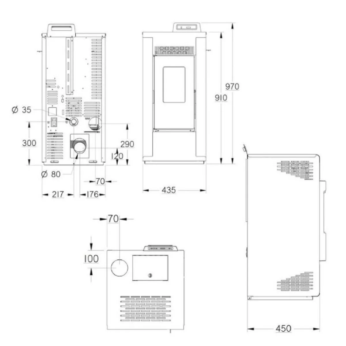 INTERSTOVES Gioia 9 Etanche + Conduit Ventouse - Noir