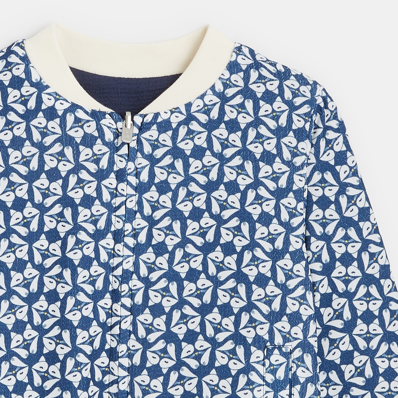 Blouson imprimé réversible bleu fille