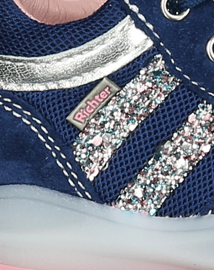 Schnür-Halbschuhe GLITTER STRIPES in blau/silber