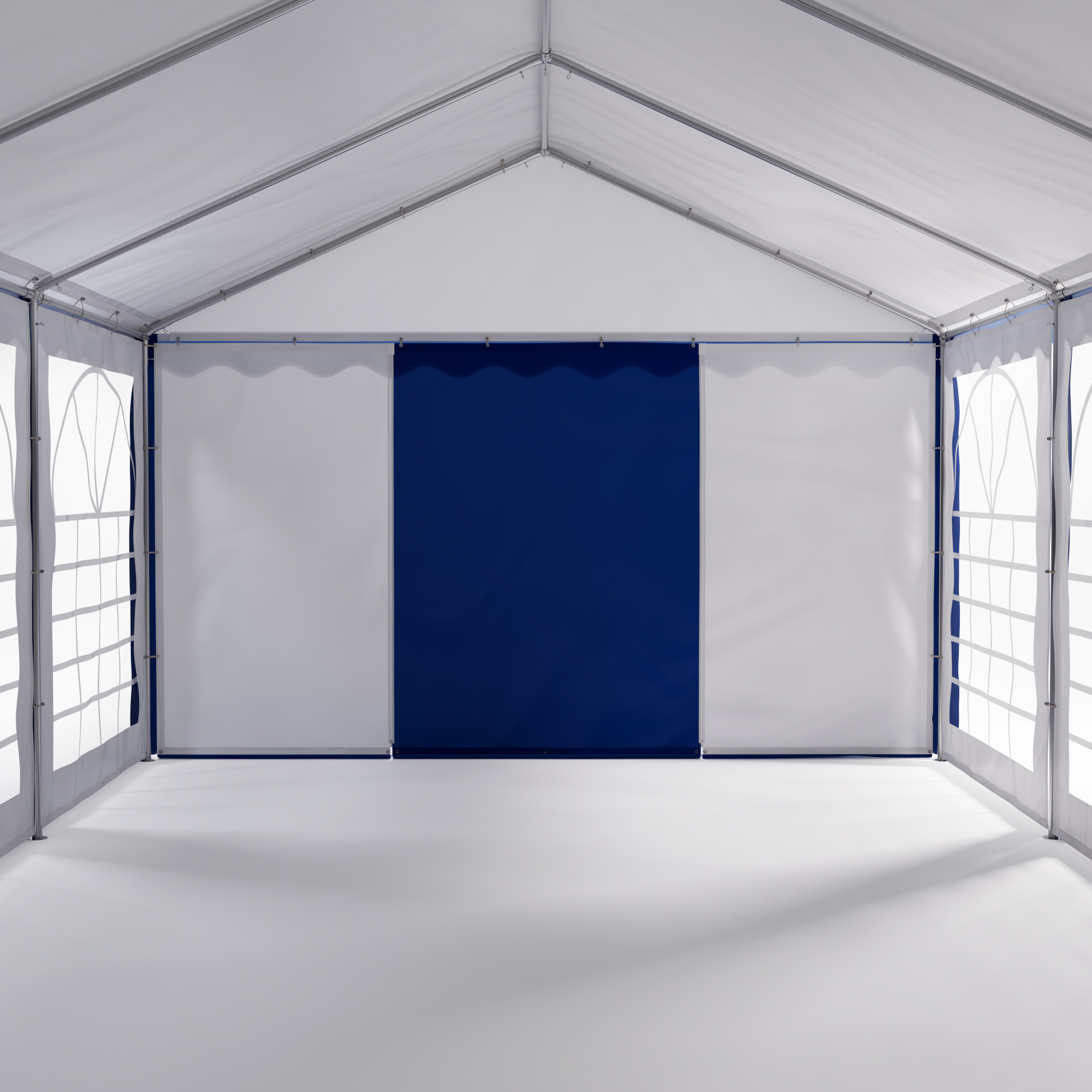 Profi PVC Partyzelt 4 x 8 m blau/weiss