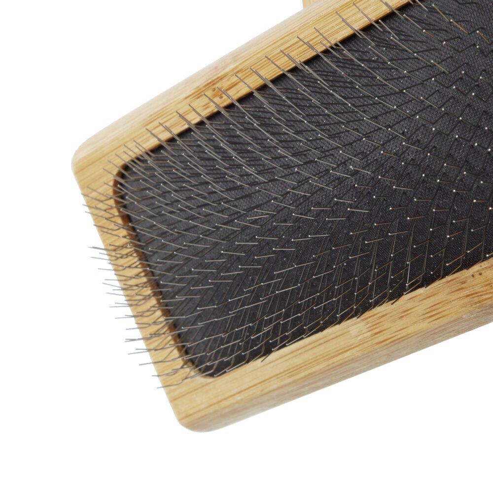 Brosse rectangulaire pour animaux en bambou et inox