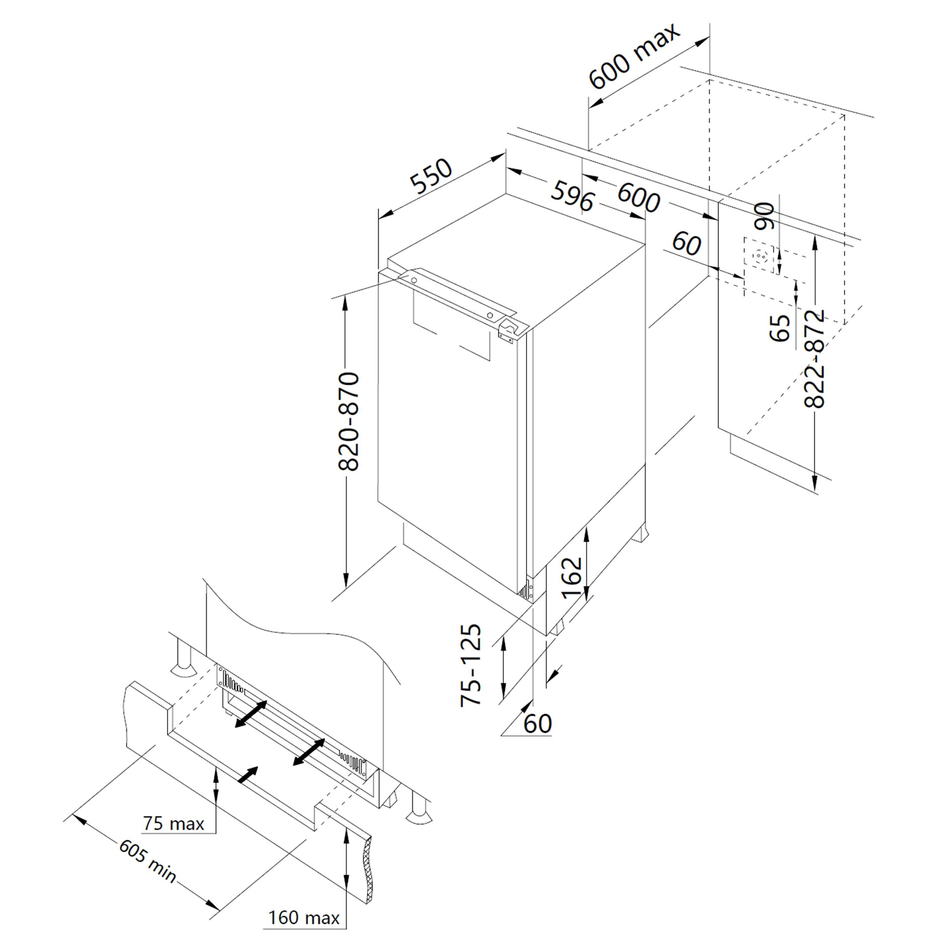AMICA Unterbau-Kühlschrank UKSX361900 - E
