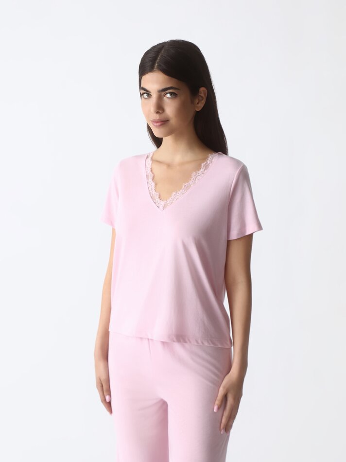 Blusa de pijama de renda - Rosa