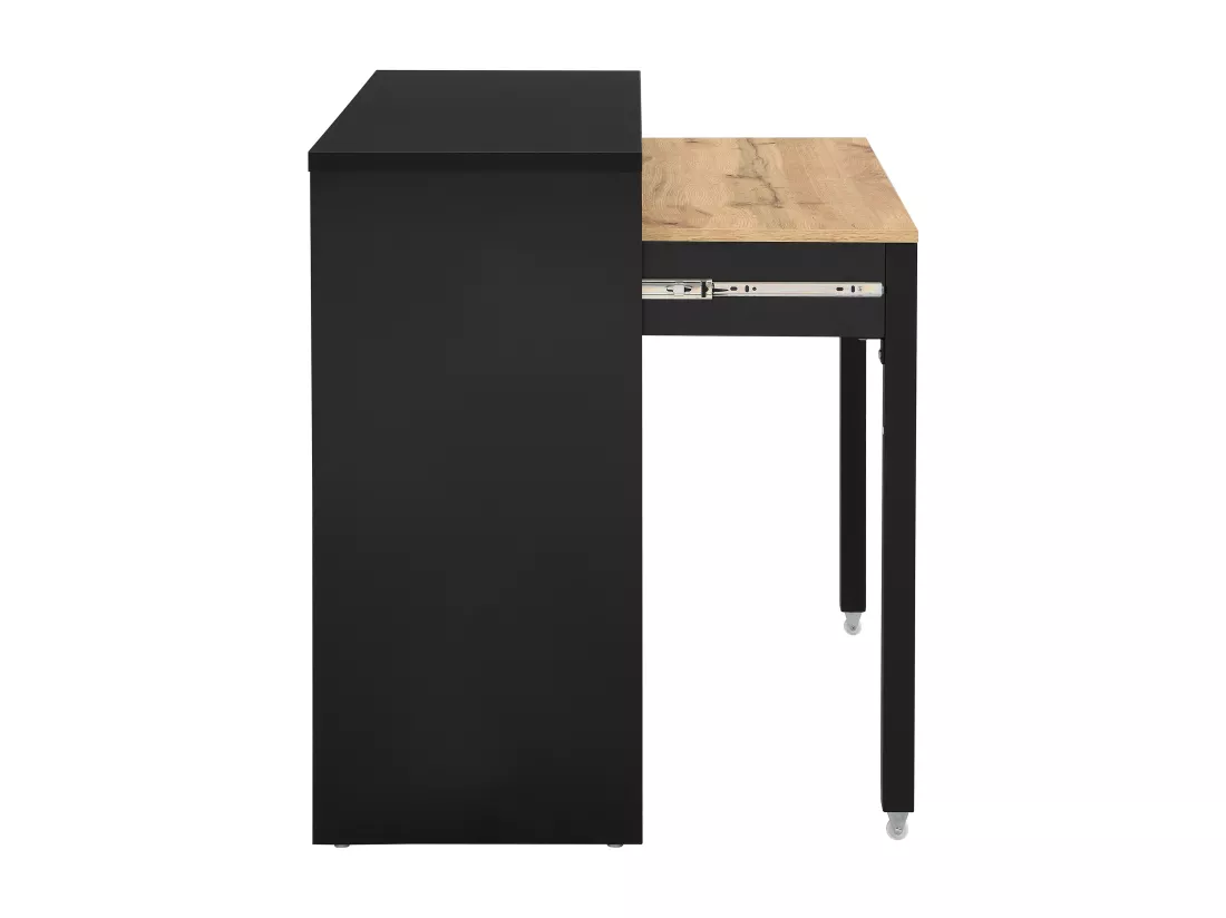 Bureau console extensible avec 2 tiroirs - Noir et naturel - LOAVIA