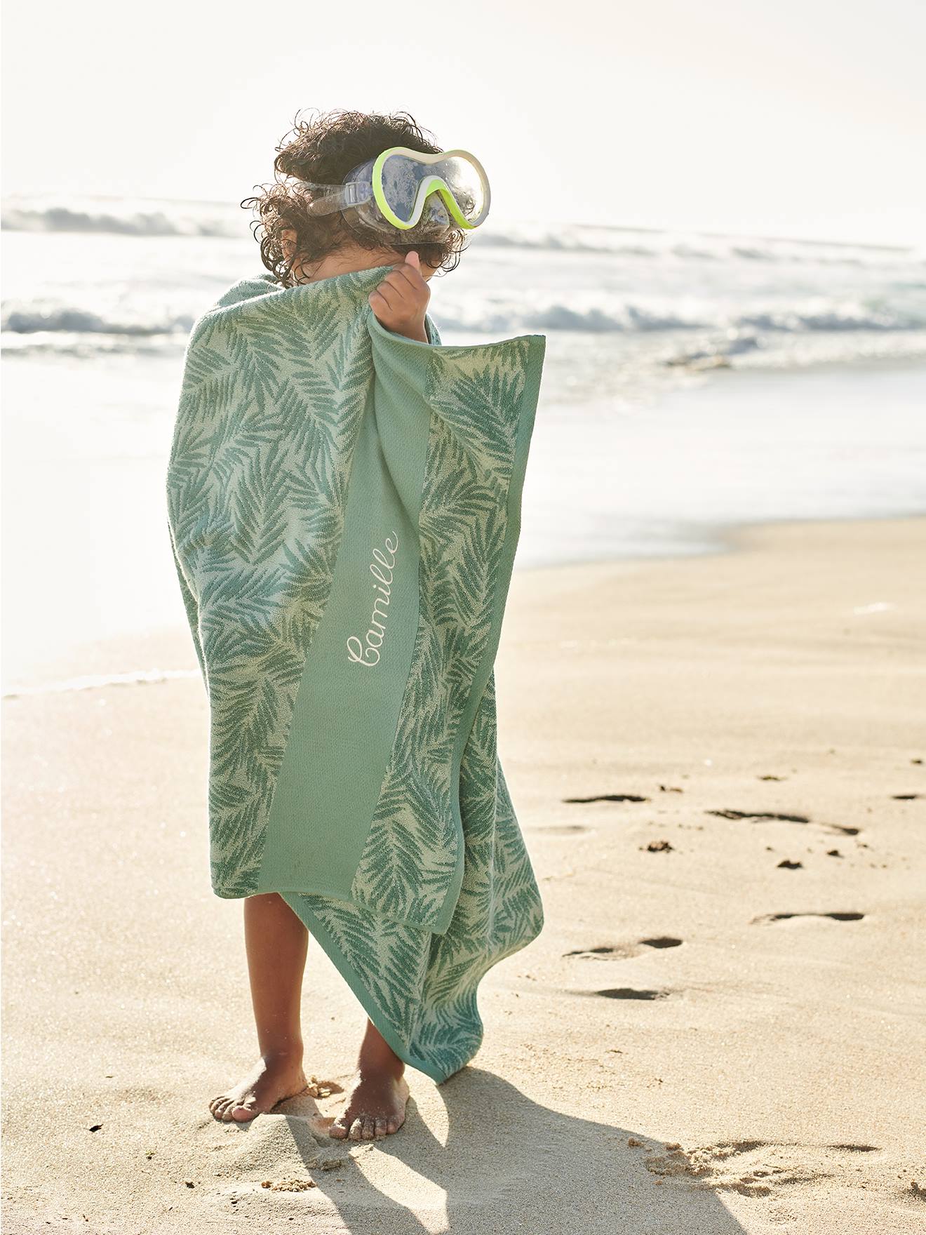 Toalha de banho estampada verde média personalizável