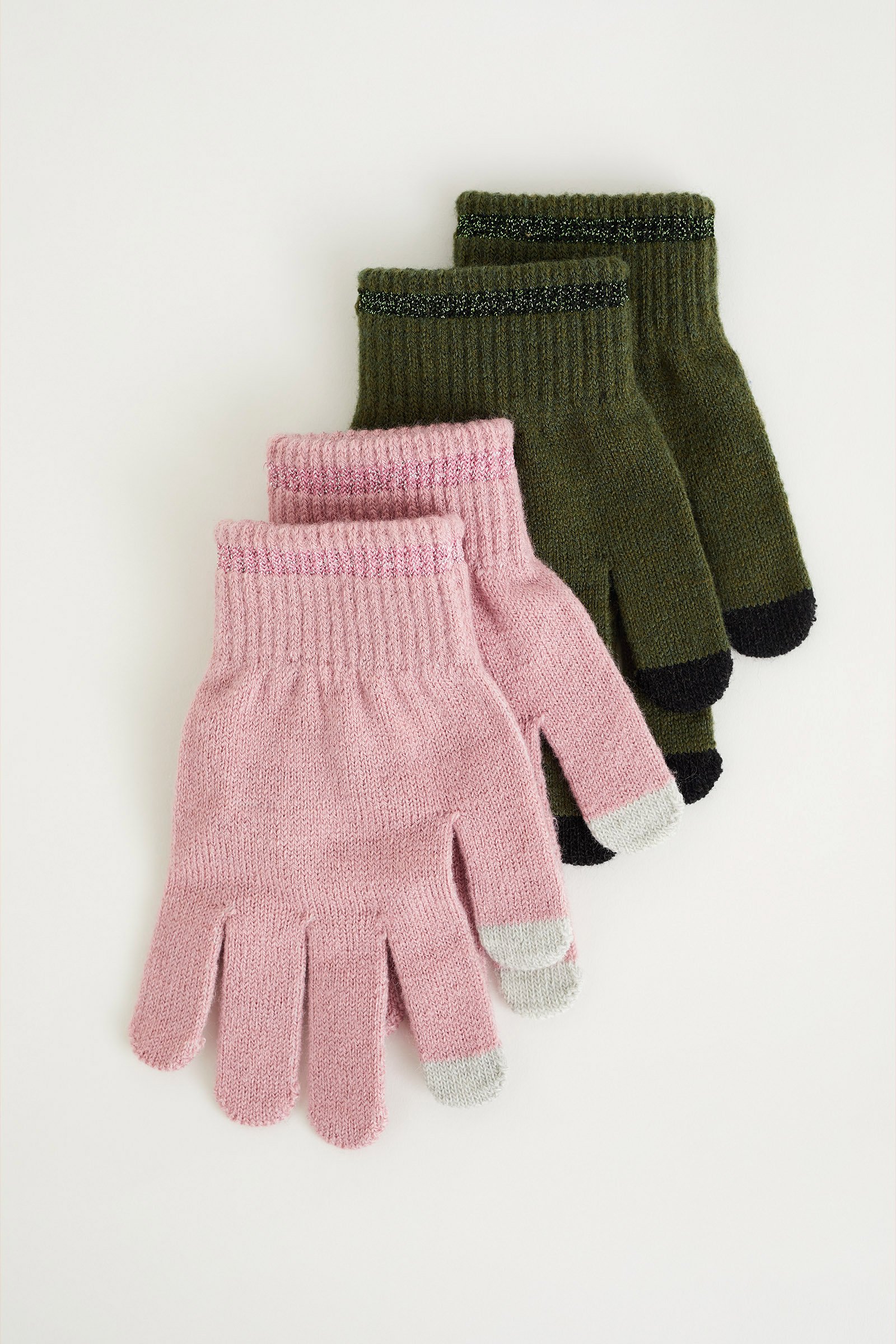 Meisjes fijngebreide handschoenen, 2-pack WE Fashion Multikleur