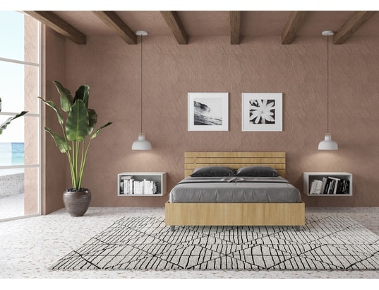 ITYHOME - Lit coffre ankel incliné 140x200 chêne nature