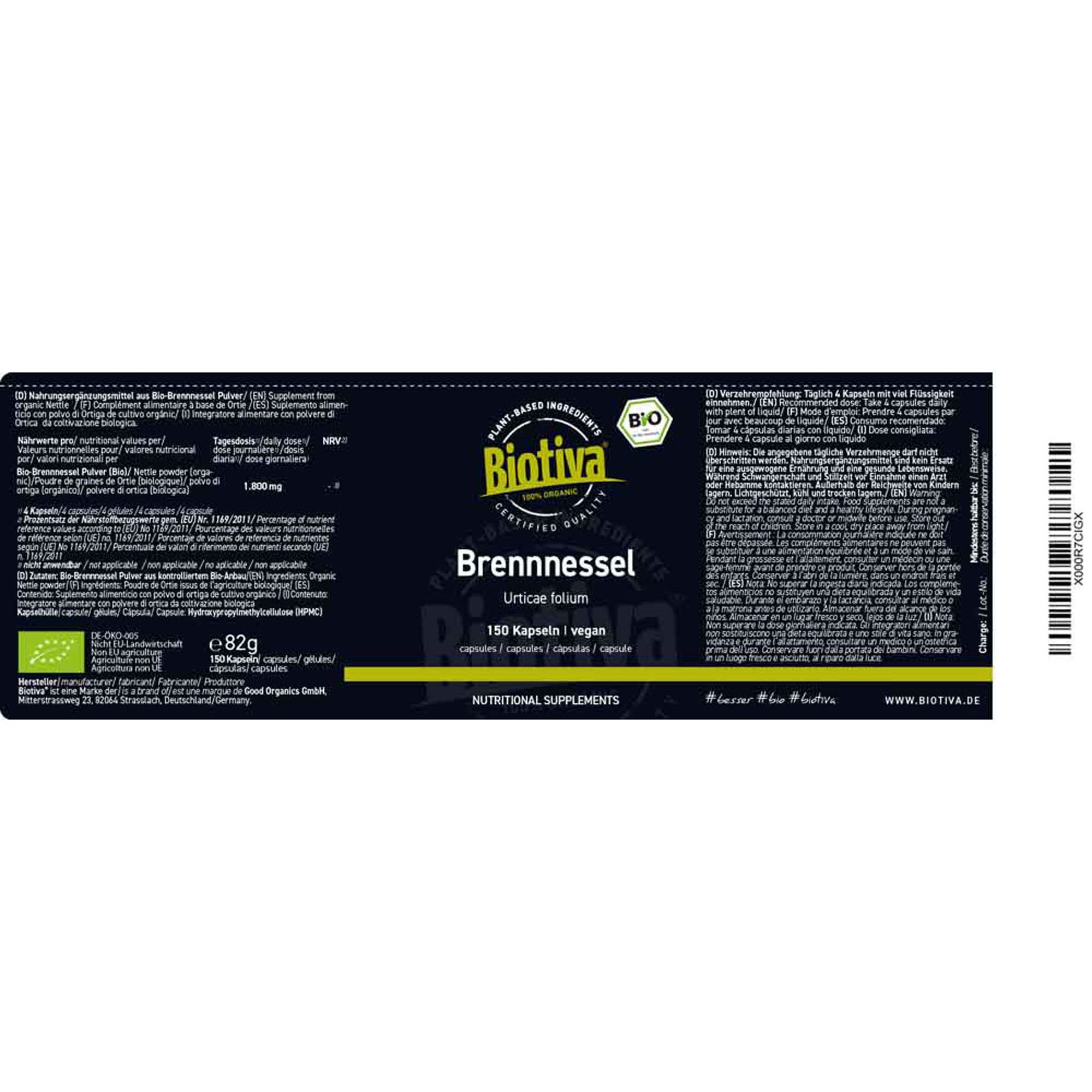 Biotiva Brennnesselblätter Kapseln Bio