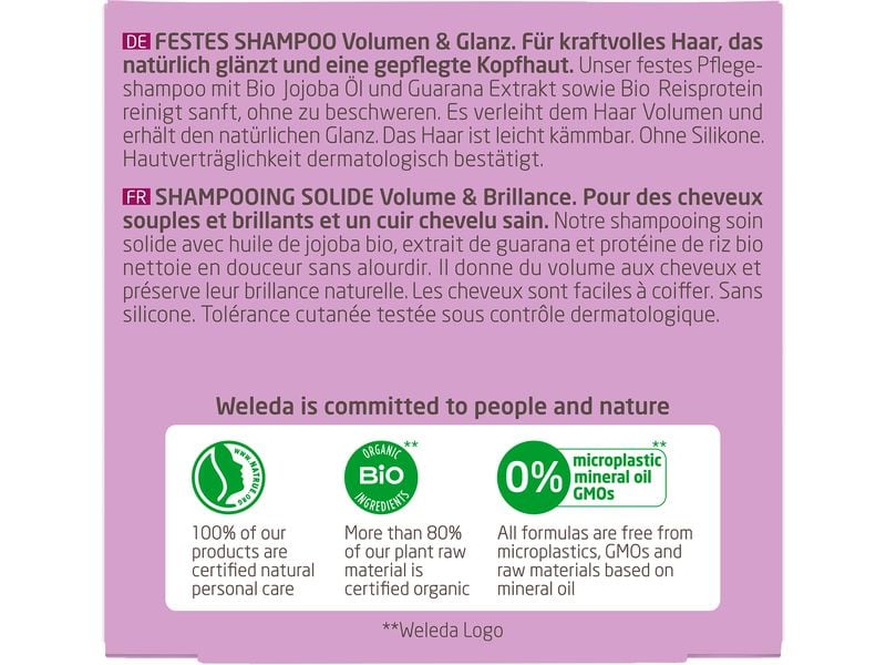 WELEDA Festes Shampoo Volumen und Glanz 50 g Natürliches Shampoo verleiht kraftvolles Haar, das natürlich glänzt