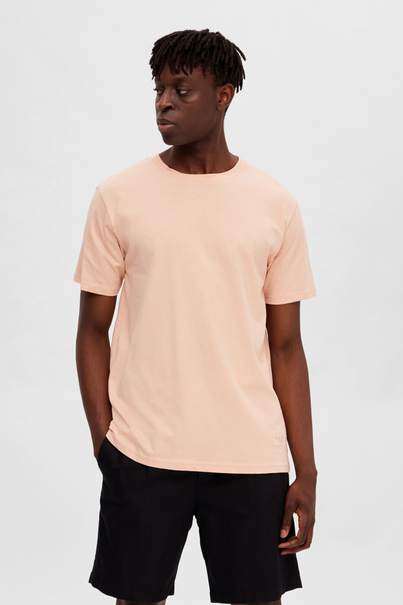 Camiseta de manga curta em algodão orgânico. - Rosa