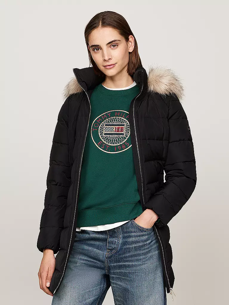 TOMMY HILFIGER Daunensteppmantel schwarz