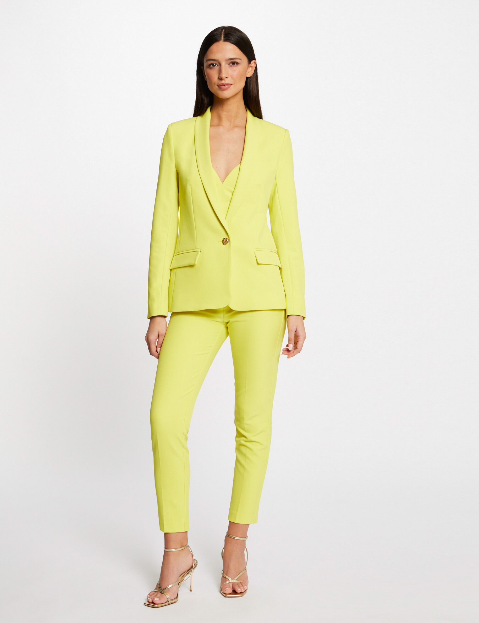 Veste cintrée boutonnée jaune femme - jaune