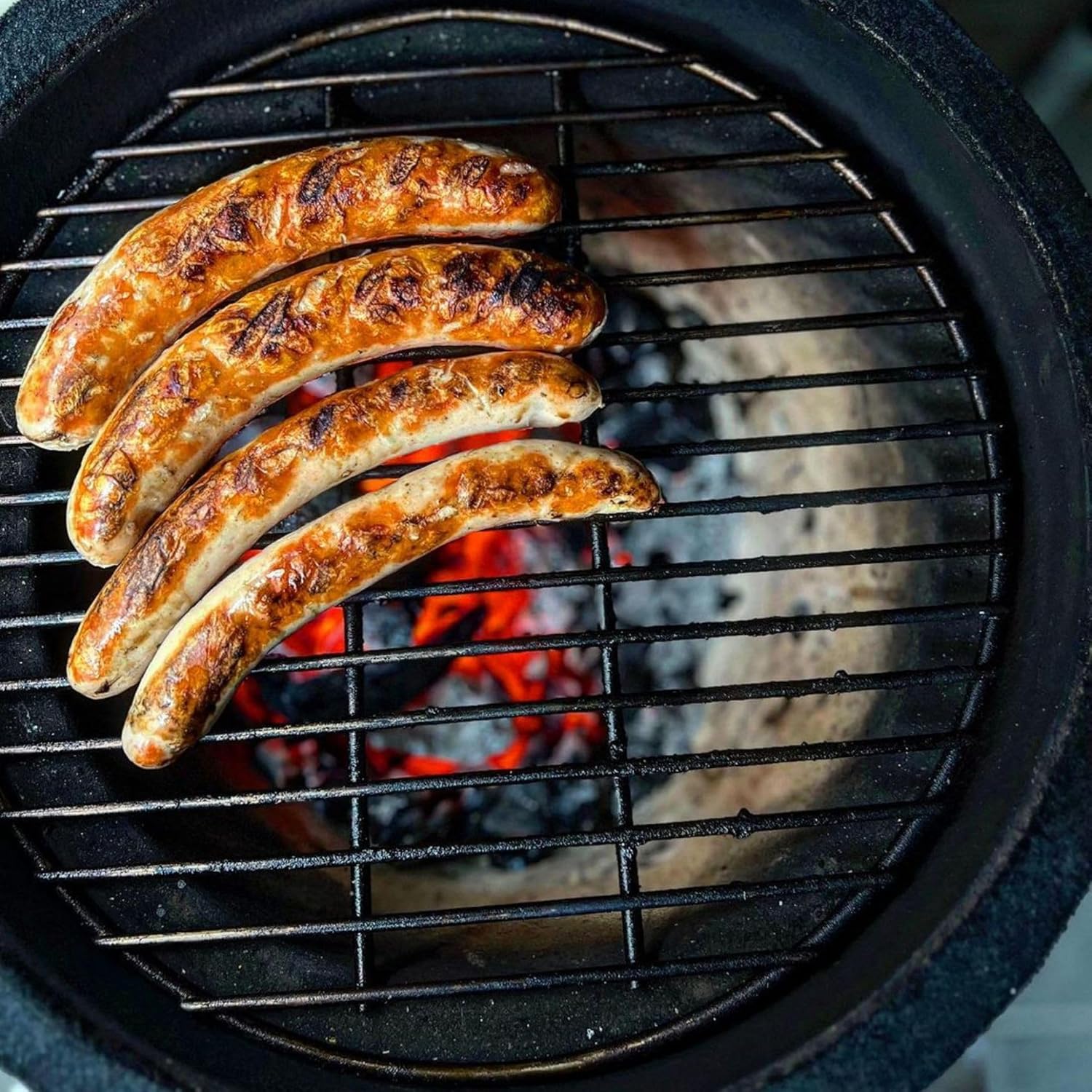 BBQ-Toro Kamado Grill Holzkohlegrill 'KURO' Ø 52 cm | Grau | Holzkohlegrill mit Bambusablage, Thermometer, Holzgriffen, Rollen | Keramikgrill rund, Ceramic Grill Ei, Grillofen, Kamado mit Ablage