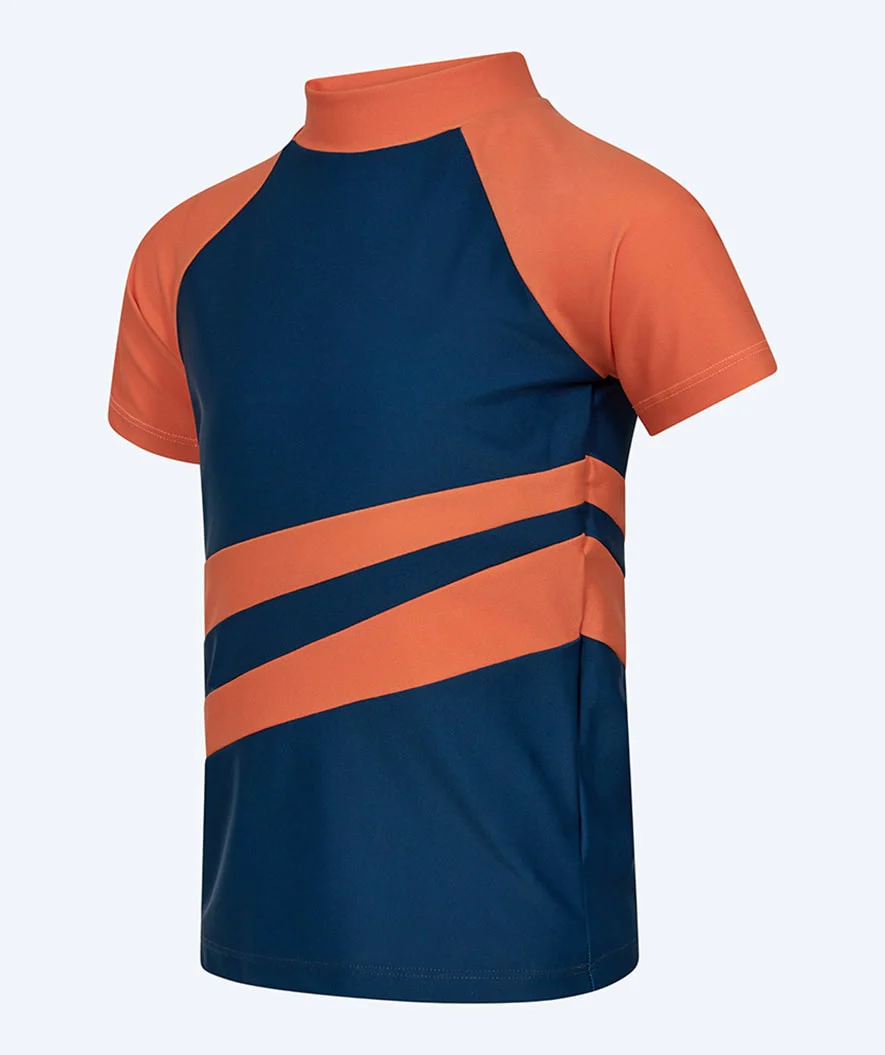 Watery UV-trøje til børn - Manami Kortærmet Rashguard - Orange/blå