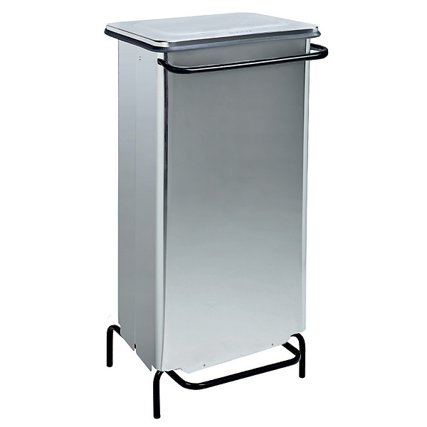 Conteneur inox brillant statique à pédale 110 litres