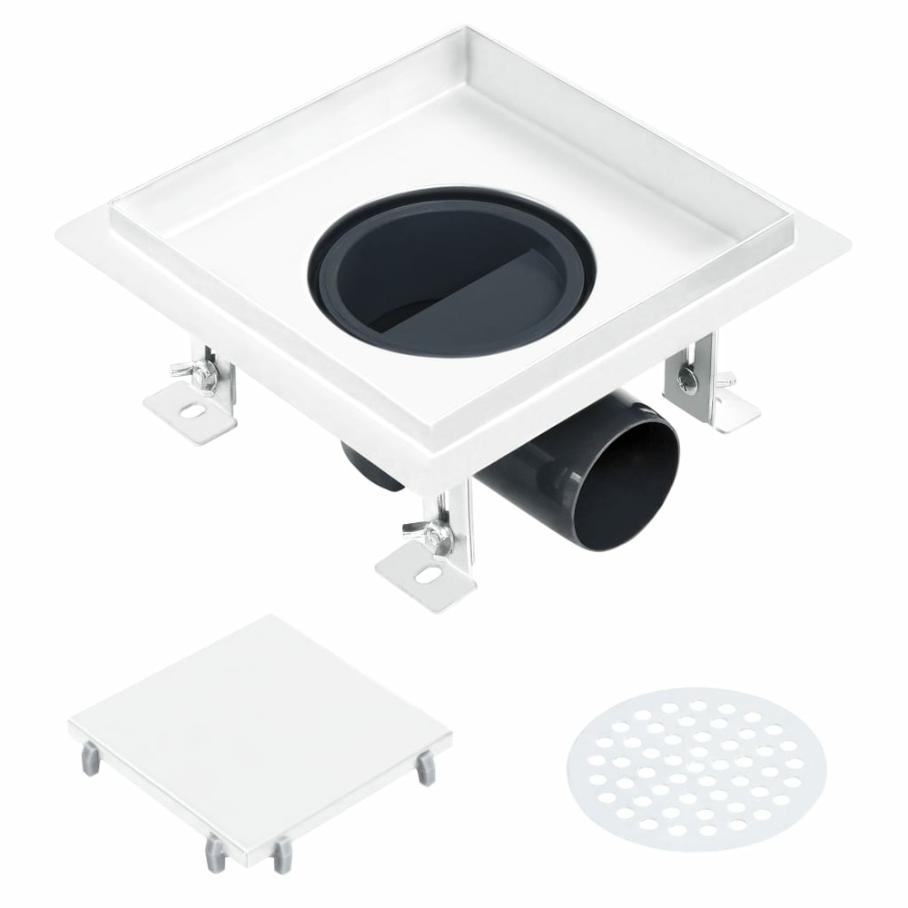 Drain de douche avec couvercle 2 en 1 18x18 cm acier inoxydable