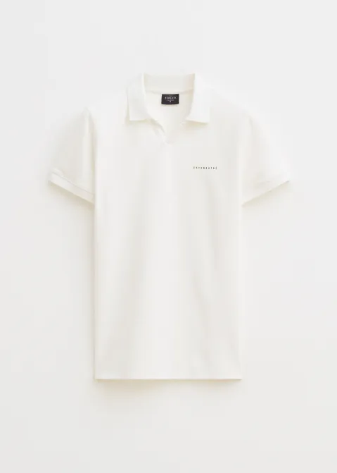 Polo met merk print off-white (WIT.O)