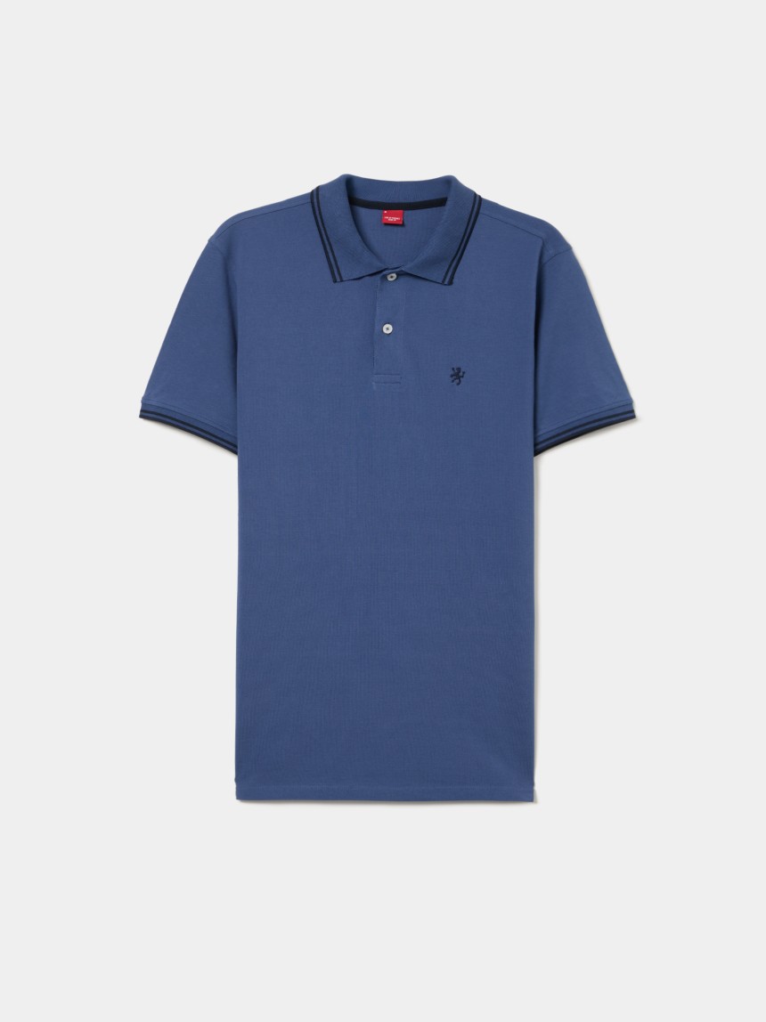 Polo piqué slim fit com riscas