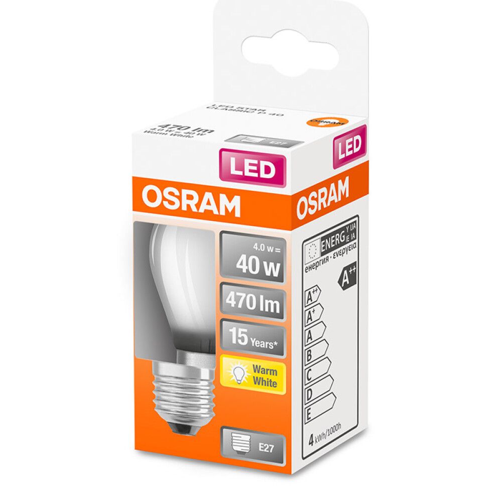 LYSPÆRE OSRAM CLASSIC P40 LED MATT E27 4W