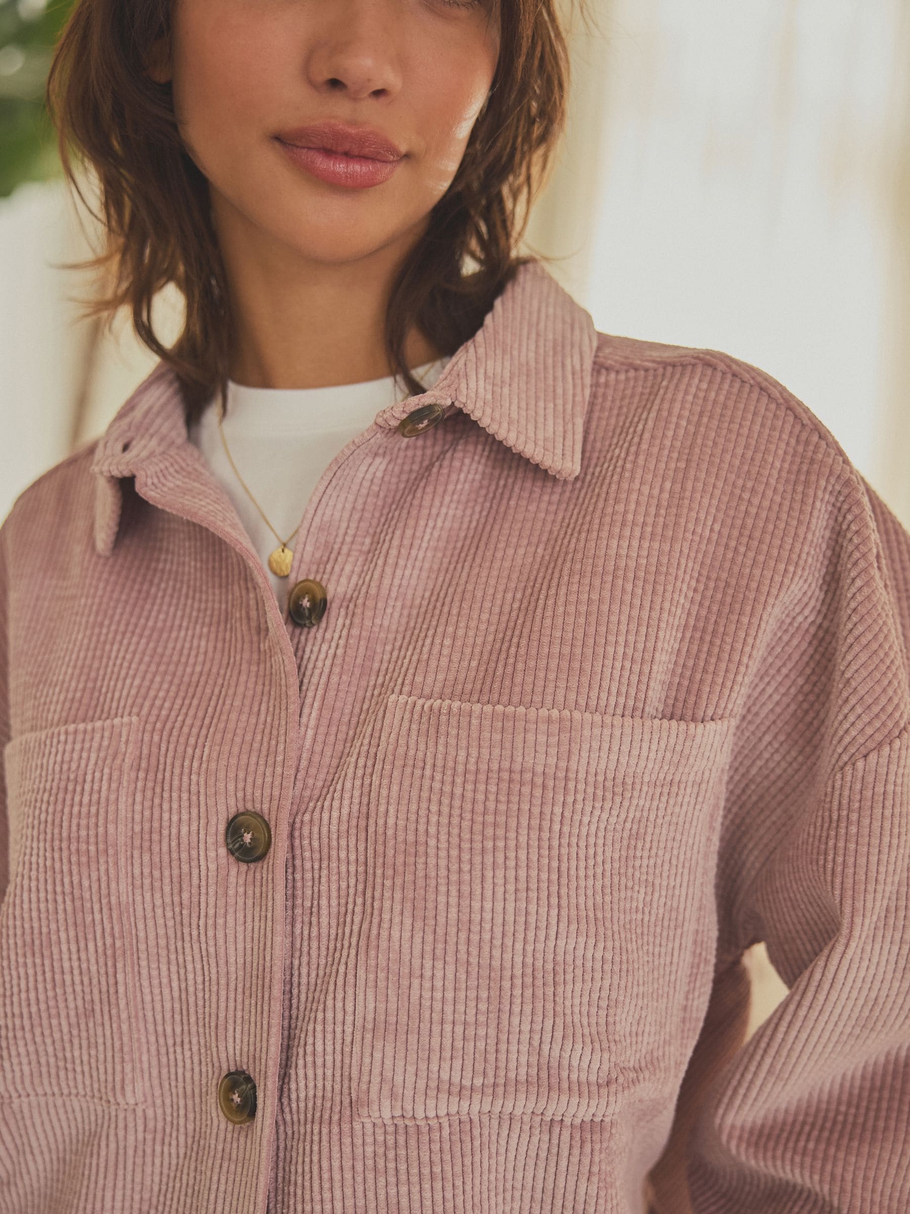 Roze - Lichtgewicht corduroy shacket