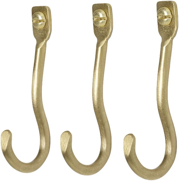 ferm LIVING Curvature Hooks - Set of 3 - Brass Brass