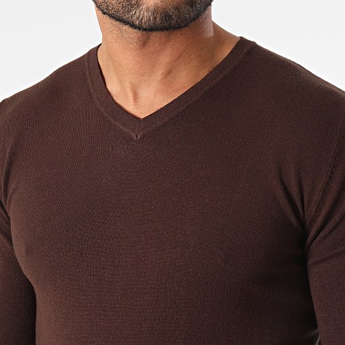Pull Col V S2005 Marron
